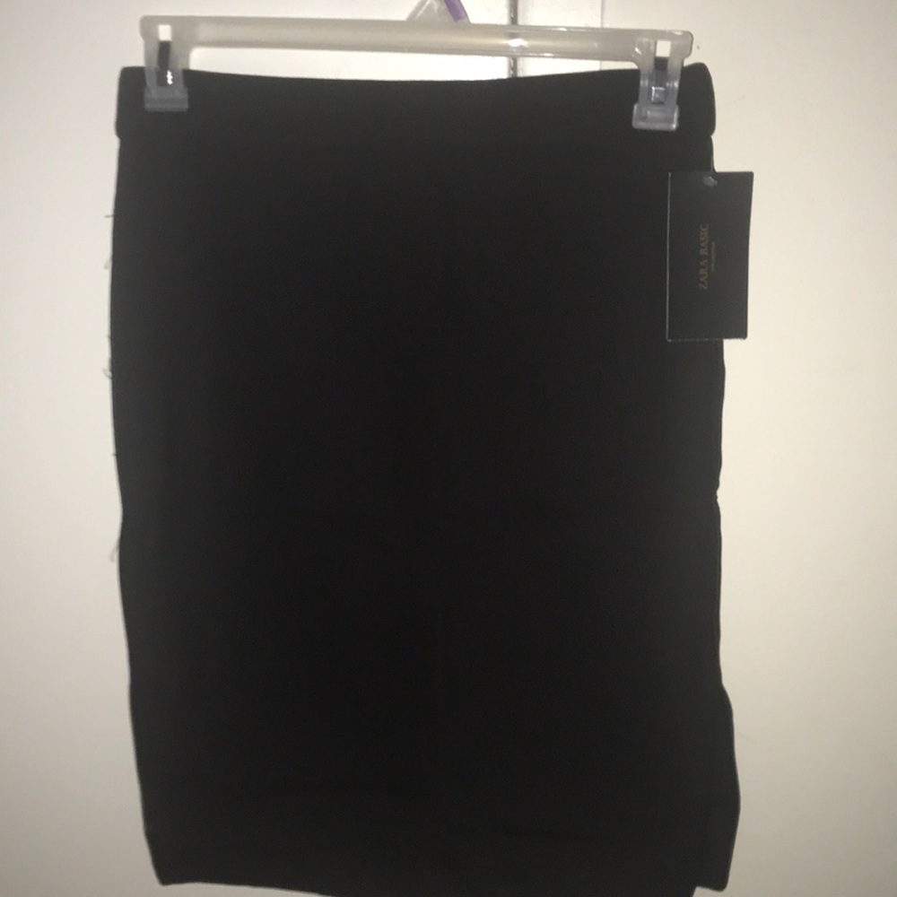 Brand new Zara Basic black skirt with leather trim